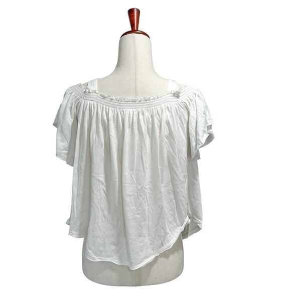 We the Free People‎ Small Women's Cream Boho Babydoll Off Shoulder Top Shirt (5) - Picture 7 of 10